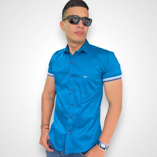 Camisa Manga Corta - Azul medio