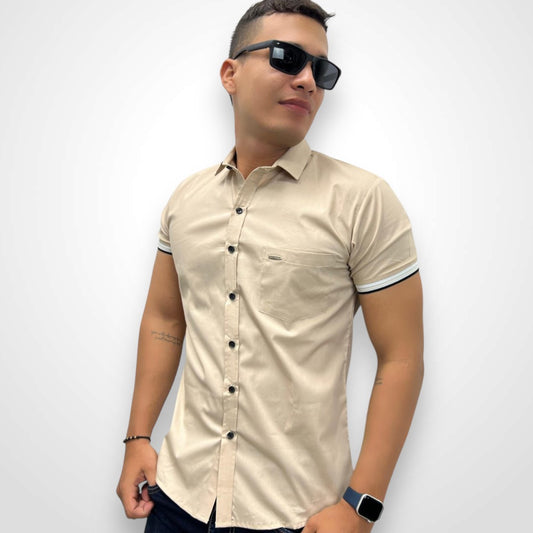 Camisa Manga Corta - Beige