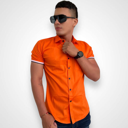 Camisa Manga Corta - Naranja