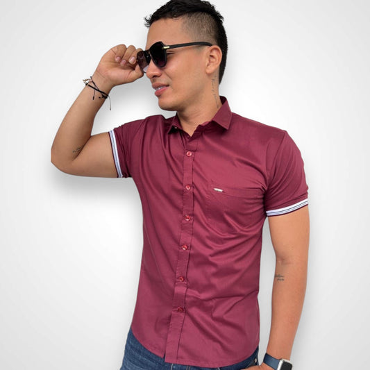 Camisa Manga Corta - Vinotinto